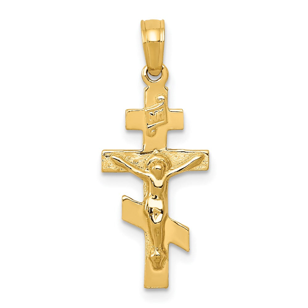 14k Eastern Orthodox Crucifix Charm, 25 x 11 mm