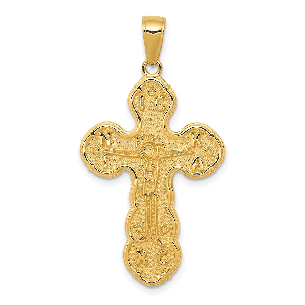 14k Satin Crucifix Pendant, 38 x 20 mm