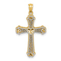 14k Two-tone Hearts Cross Pendant, 33 x 19 mm