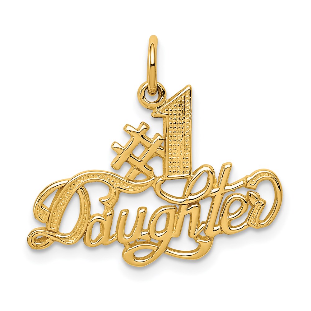 14k #1 DAUGHTER Charm, 22 x 23 mm