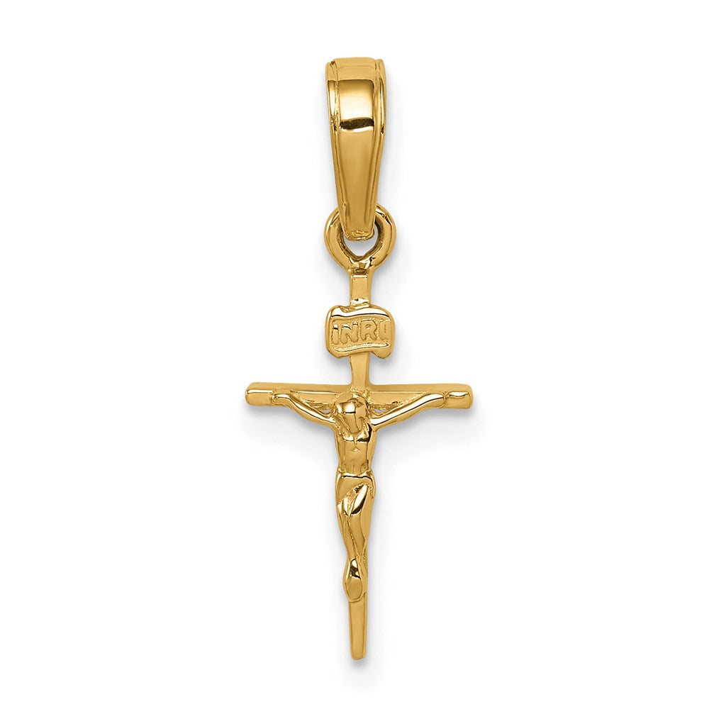 14k Small INRI Crucifix Pendant, 21 x 9 mm