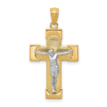 14k Two-tone Crucifix Pendant, 30 x 17 mm