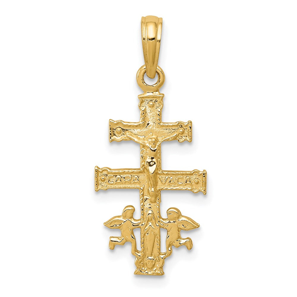 14k Cara Vaca Crucifix Pendant, 26 x 13 mm