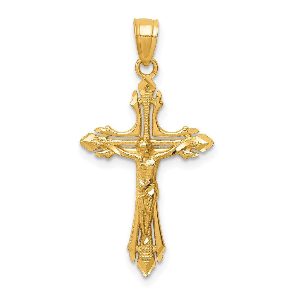 14k Diamond-cut Crucifix Pendant, 30 x 16 mm