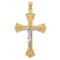 14k Two-tone Crucifix Pendant, 50 x 28 mm