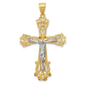 14k Two-tone Diamond-cut Crucifix Pendant, 51 x 31 mm