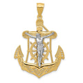 14k Two-tone Mariners Crucifix Pendant, 44 x 29 mm