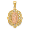 14k Two-tone Our Lady of Guadalupe Pendant, 30.5 x 18 mm