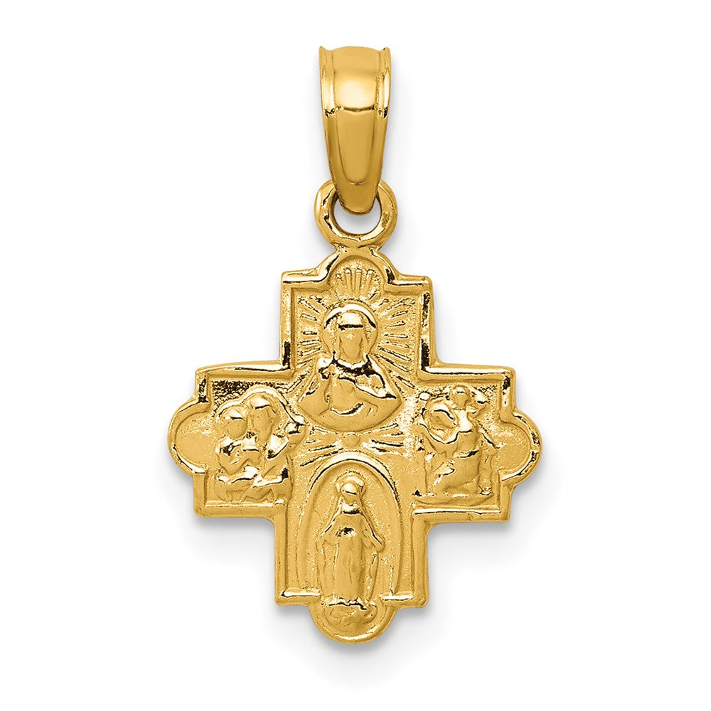 14k Miniature Four-Way Medal Pendant, 18.75 x 11.5 mm