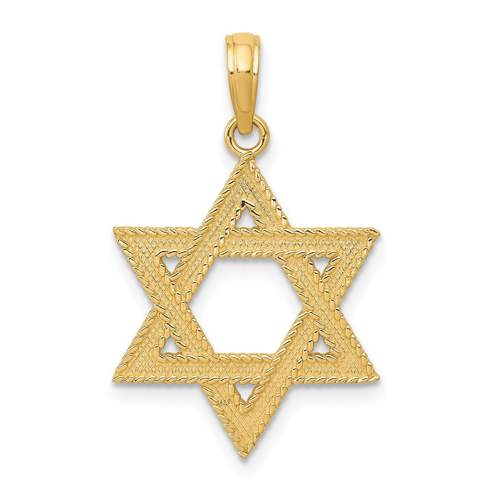 14k Textured Star of David Pendant, 26 x 17 mm