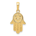 14k Chamseh Hand of God with Star of David Pendant, 25 x 12 mm