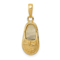 14k 3-D Baby Shoe with Bow Pendant, 24 x 9 mm