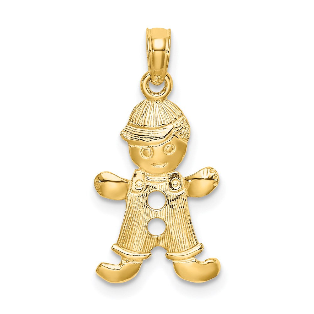 14k Playful Boy with Cut-Out Buttons Charm, 20.8 x 11.17 mm