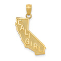 14k CALI GIRL State Map Pendant, 25 x 18 mm