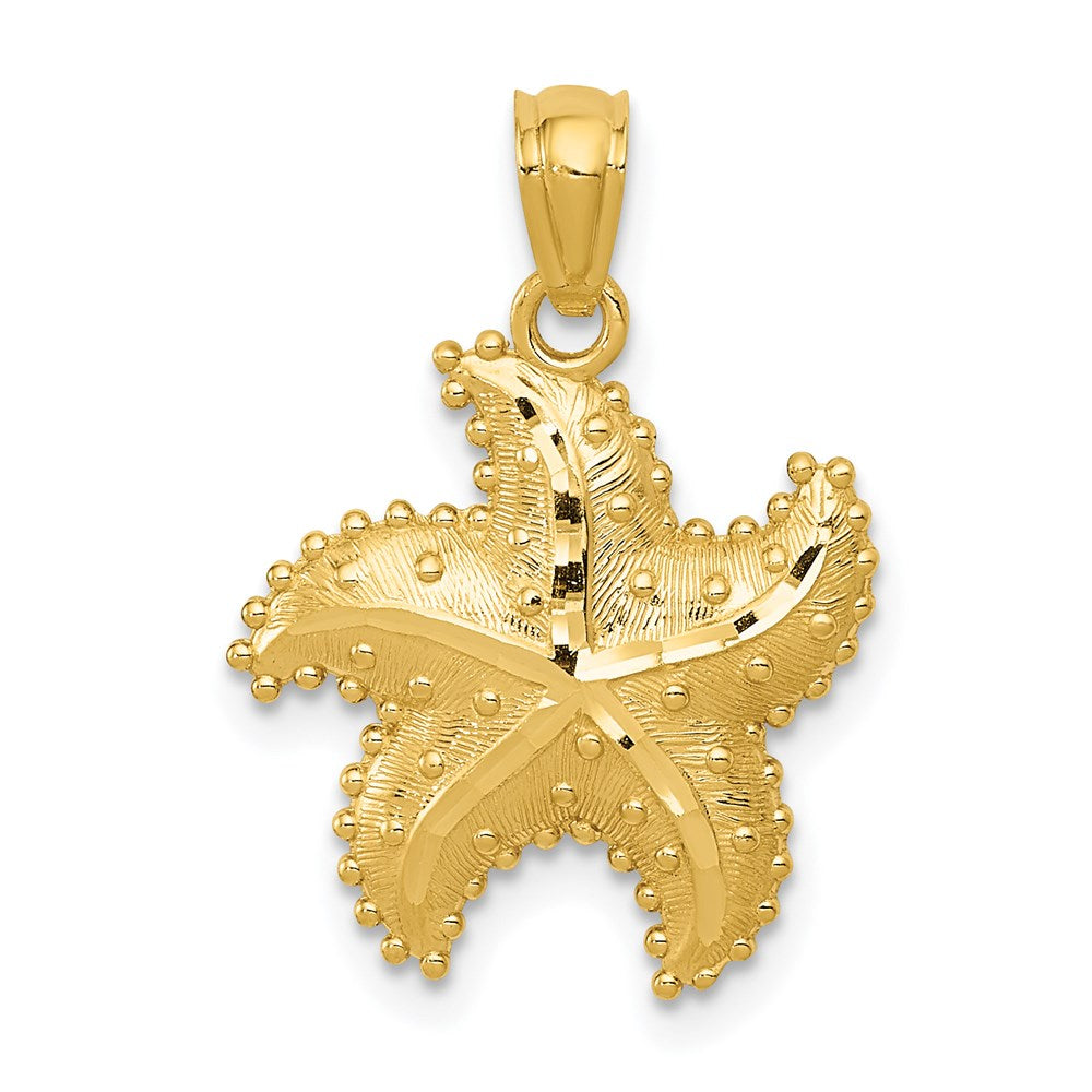 14K Diamond-Cut Starfish Pendant, 22 x 15 mm