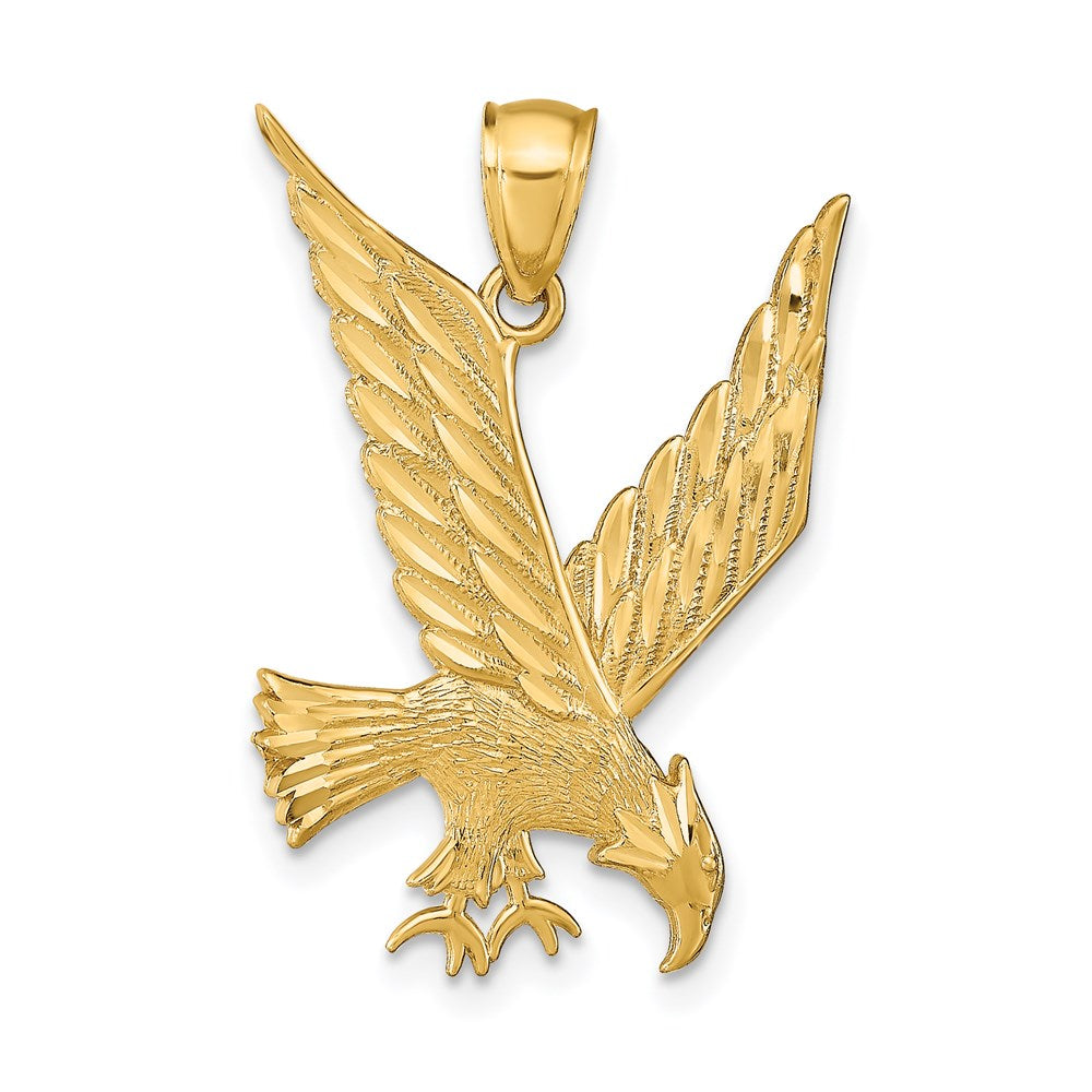 14k Diamond-cut Eagle Pendant, 28 x 19.5 mm