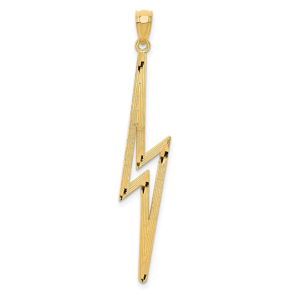 14k Polished Diamond-cut Lightning Bolt Pendant, 45 x 10 mm