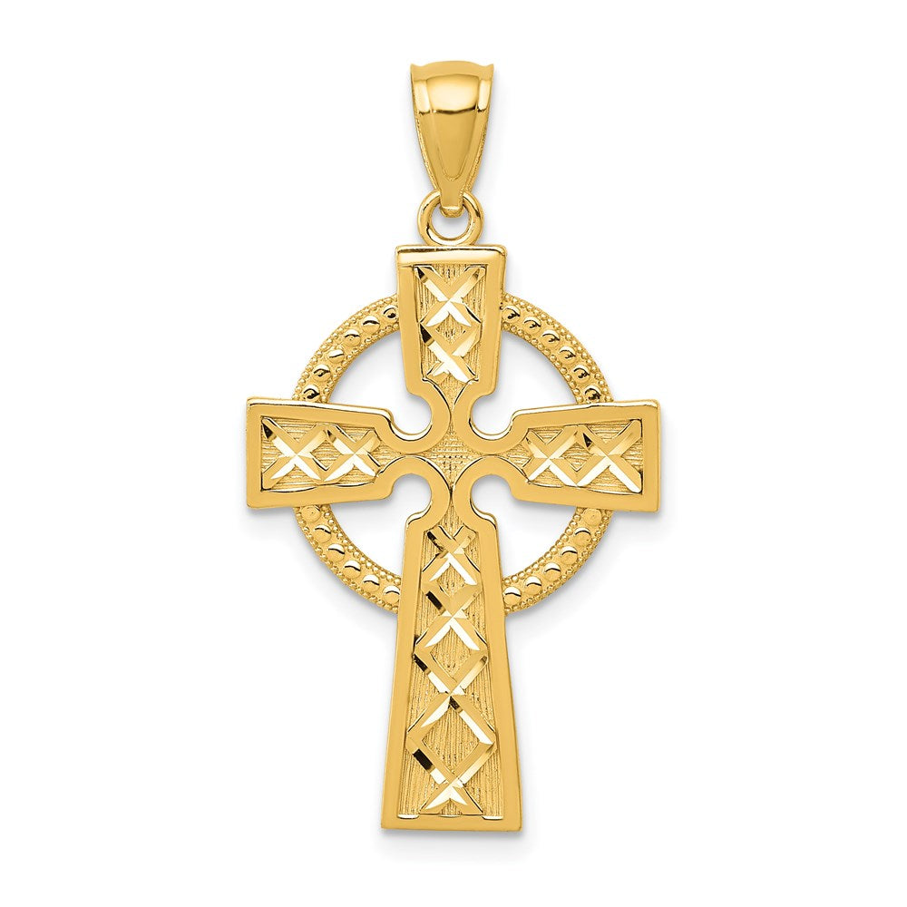 14k Celtic Cross Pendant, 32 x 18 mm