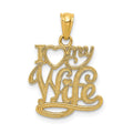 14k I LOVE MY WIFE Pendant, 20 x 13 mm