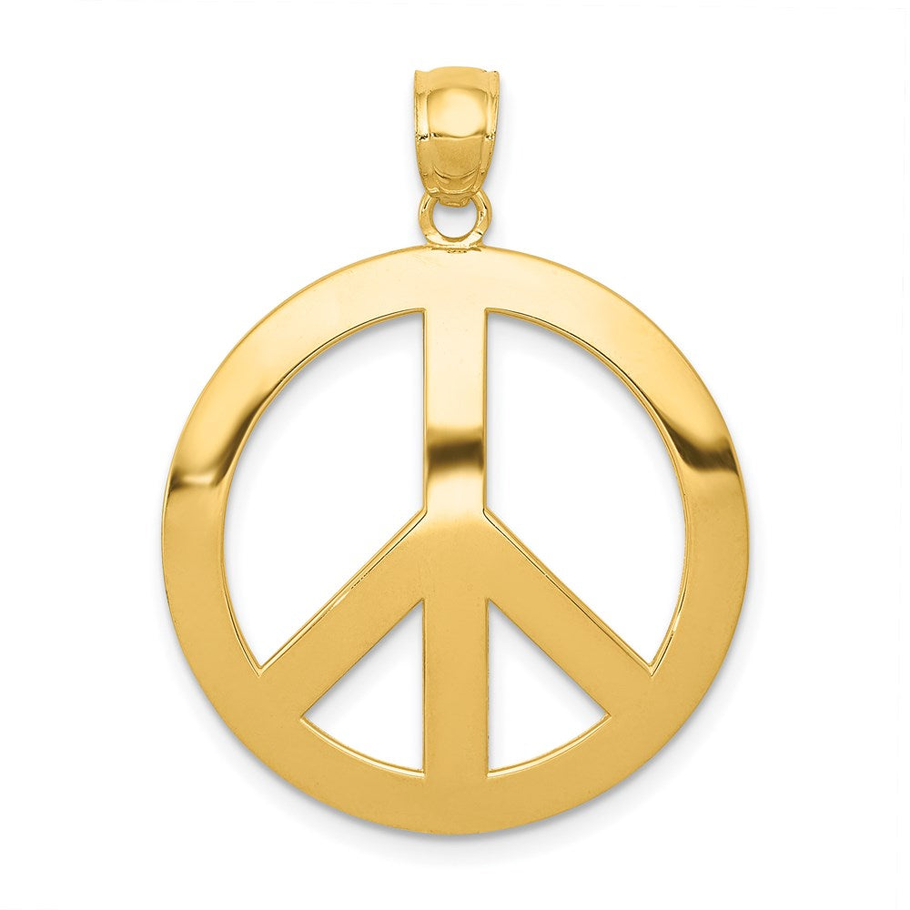 14k Peace Sign Pendant, 30 x 25 mm