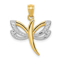 14k and White Rhodium Dragonfly Pendant, 22 x 18 mm