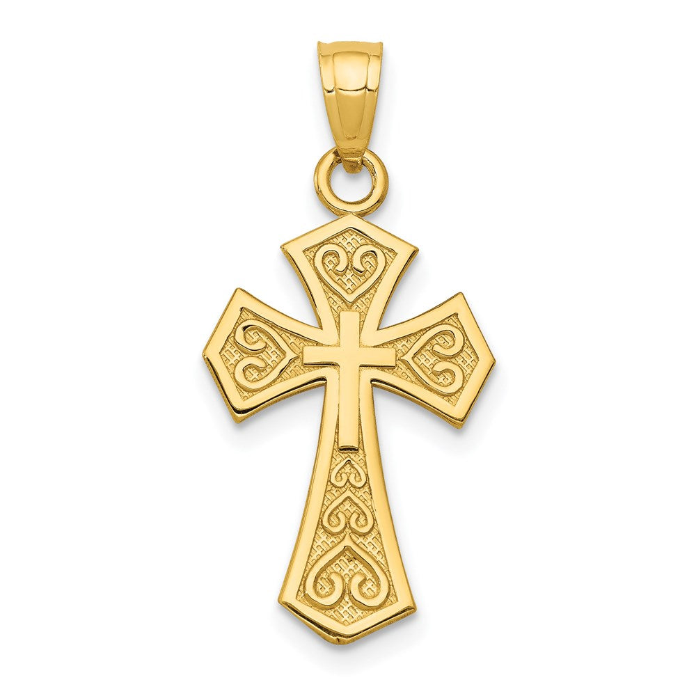 14k Reversible Passion Cross Pendant, 26 x 12 mm