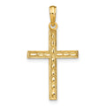 14K Reversible FAITH HOPE LOVE GREATEST LOVE Cross Pendant, 31 x 17 mm