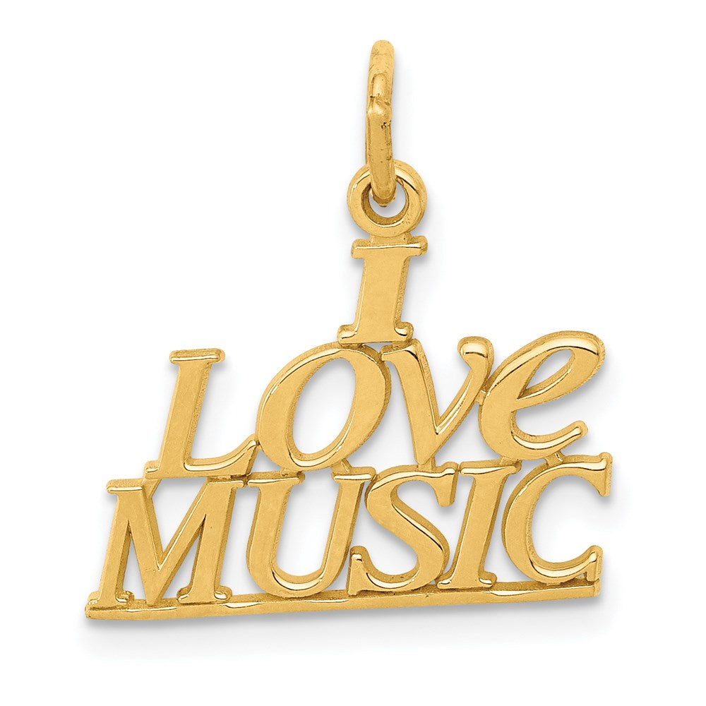 14K I LOVE MUSIC Charm, 20 x 17 mm