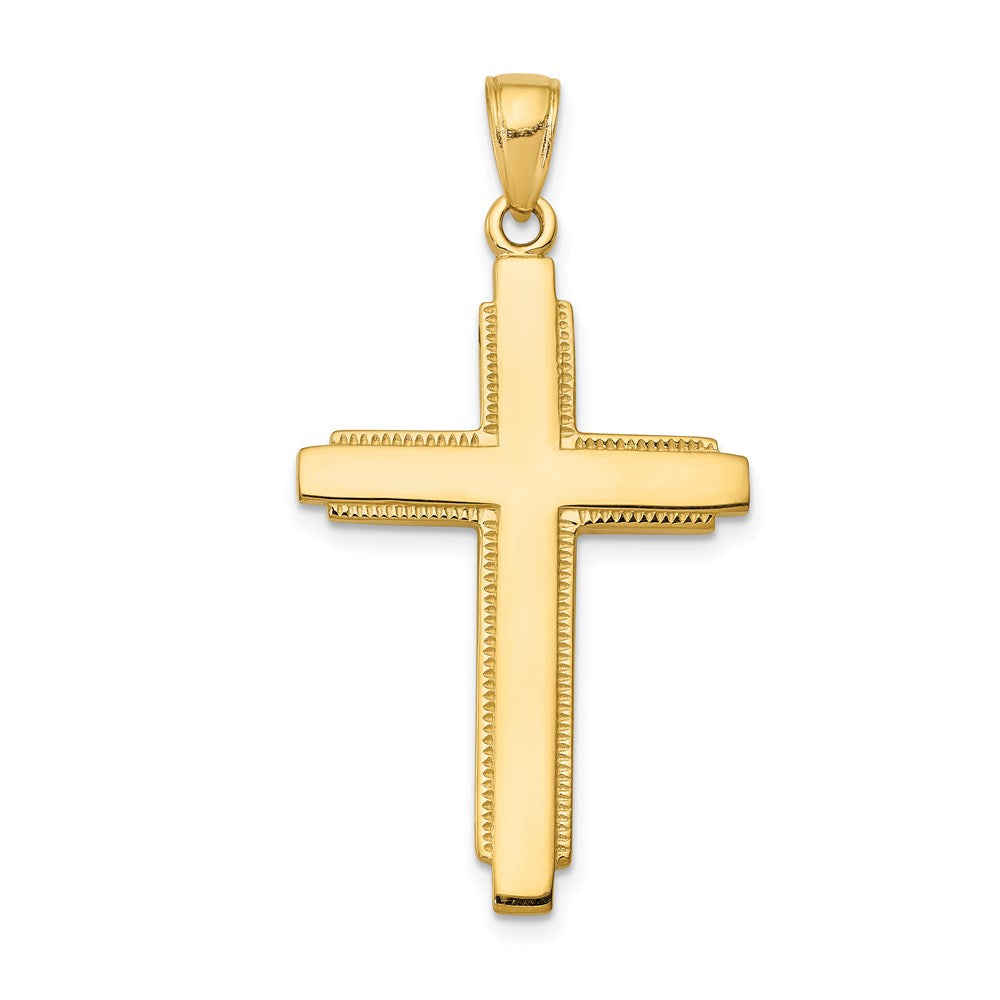 14K Solid Cross Pendant, 38 x 20 mm