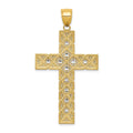 14K and White Rhodium Large Latin Cross Pendant, 50 x 27 mm