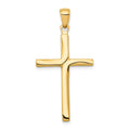 14K Satin Finish Accent Stick Cross Pendant, 35 x 13 mm