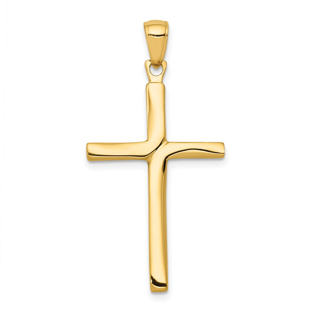 14K Satin Finish Accent Stick Cross Pendant, 35 x 13 mm