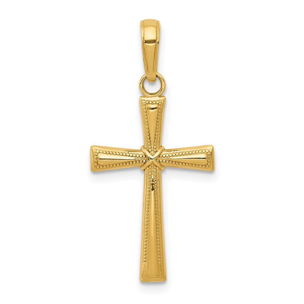 14K Diamond-cut -X- Center Cross Pendant, 27 x 14 mm