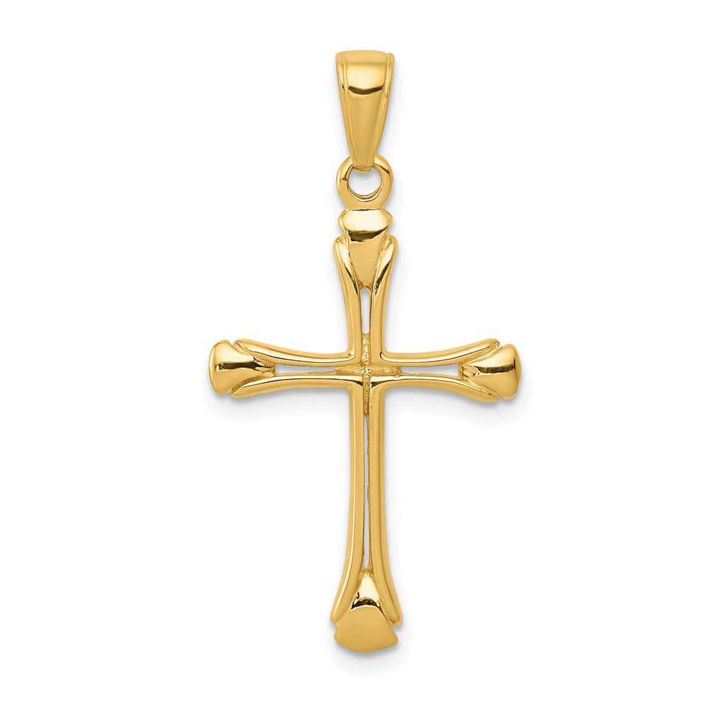 14K Cross with Triangle Tips Pendant, 33 x 17 mm