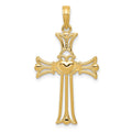 14K Claddagh Cross Pendant, 34 x 18 mm