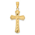 14K Diamond-cut Beveled Edges Cross Pendant, 31 x 16 mm
