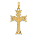 14K Dove on Cross Pendant, 33 x 17 mm