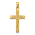 14K Beveled Tipped Crucifix Pendant, 26 x 13 mm