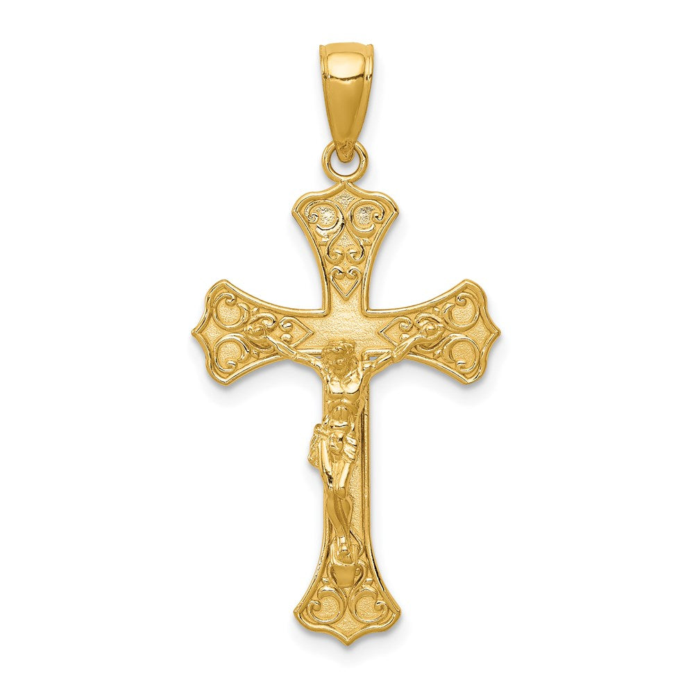 14K Crucifix Pendant, 36 x 18 mm