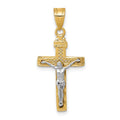 14K Two-tone Diamond-cut Lattice Cross with Crucifix Pendant, 28 x 13 mm