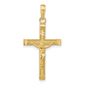 14K Diamond-cut Fancy Tipped Crucifix Pendant, 33 x 17 mm