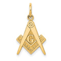 14k Polished and Textured Masonic Symbol Charm, 20 x 11 mm