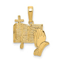 14K Bible, Praying Hands, and Cross Pendant, 20 x 16 mm