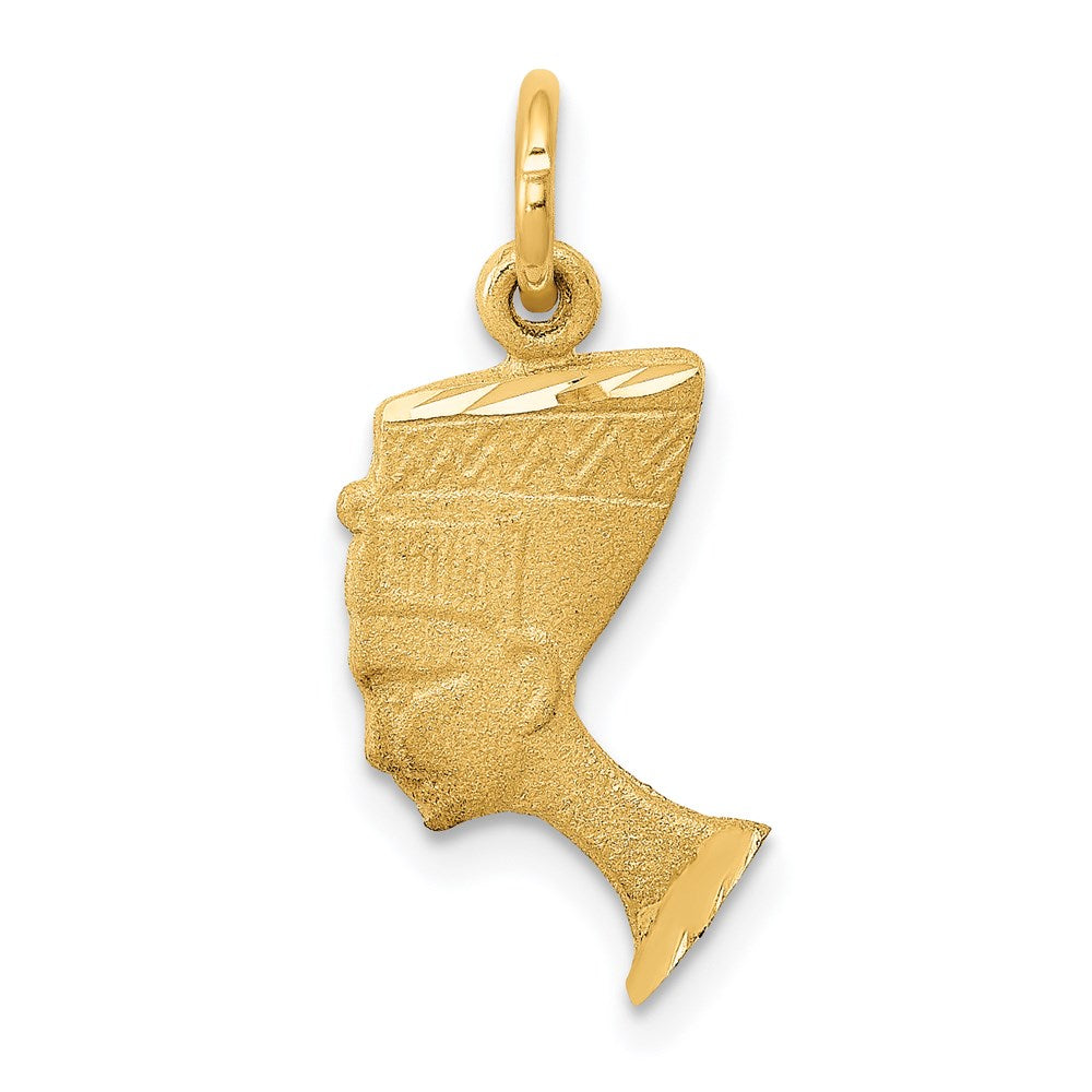 14K Satin Front / Polished Back Nefertiti Charm, 22 x 10 mm