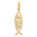 14K Ichthus Fish with JESUS Pendant, 30 x 9 mm