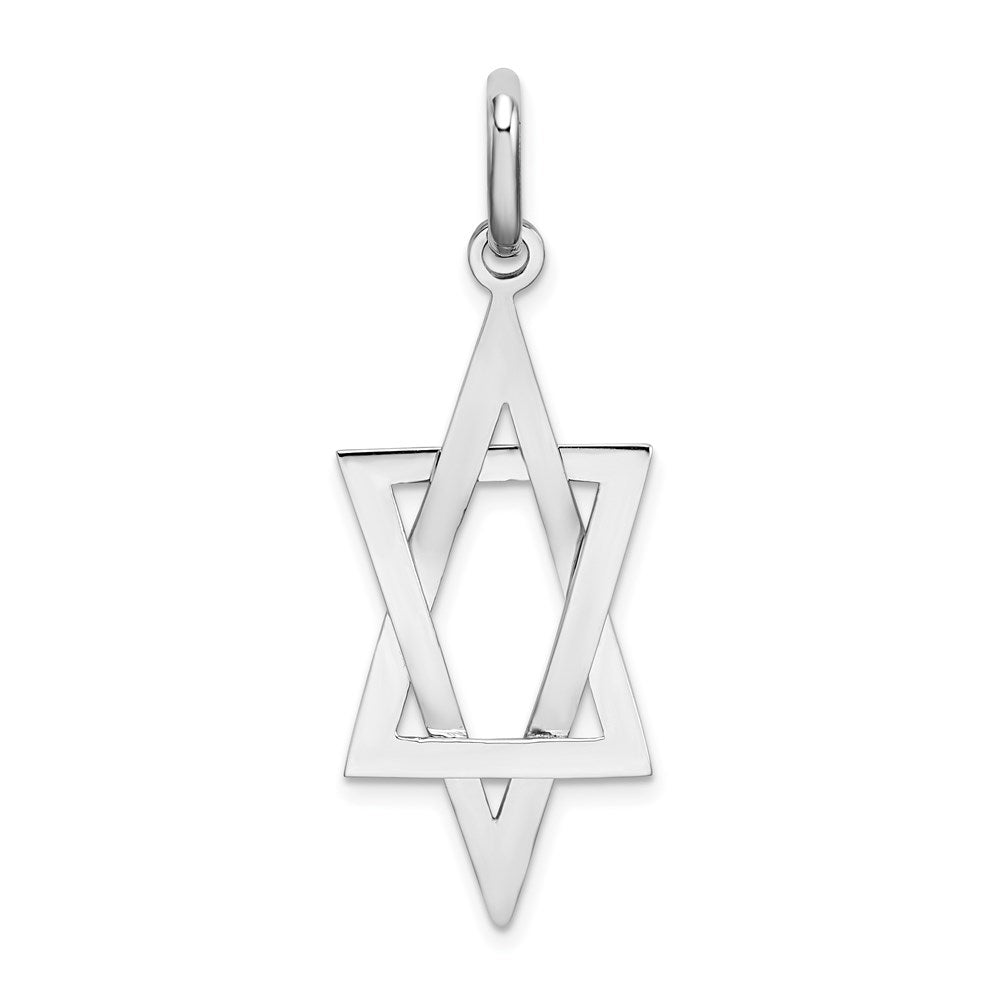 14K White Gold Elongated Star Of David Charm, 38.5 x 14.5 mm