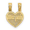 14K Reversible 2-Piece Break-apart MIZPAH Heart Charm, 15.2 x 11 mm