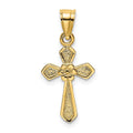 14K Small Cross with Flower Charm, 22 x 10 mm