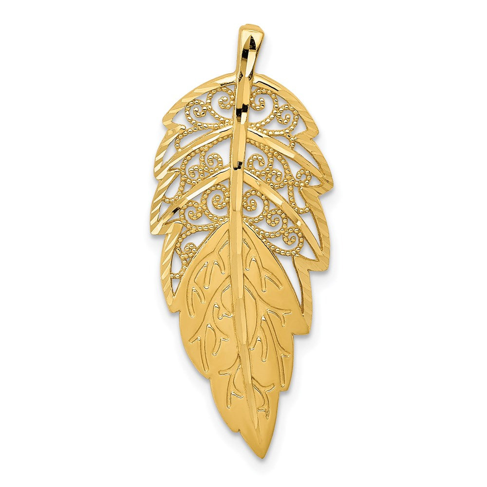 14k Diamond-Cut Leaf Chain Slide, 32 x 14 mm