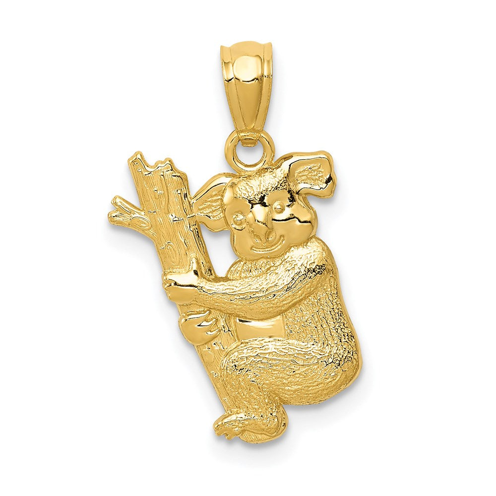14k Yellow Gold Textured Koala Pendant, 17 x 12 mm